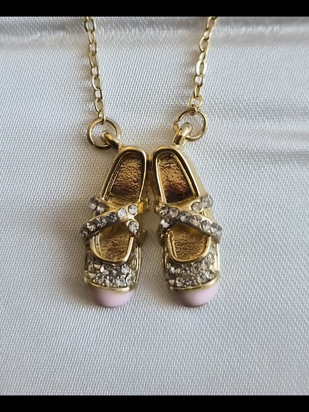 Gold Tone Ballet Pendant Necklace